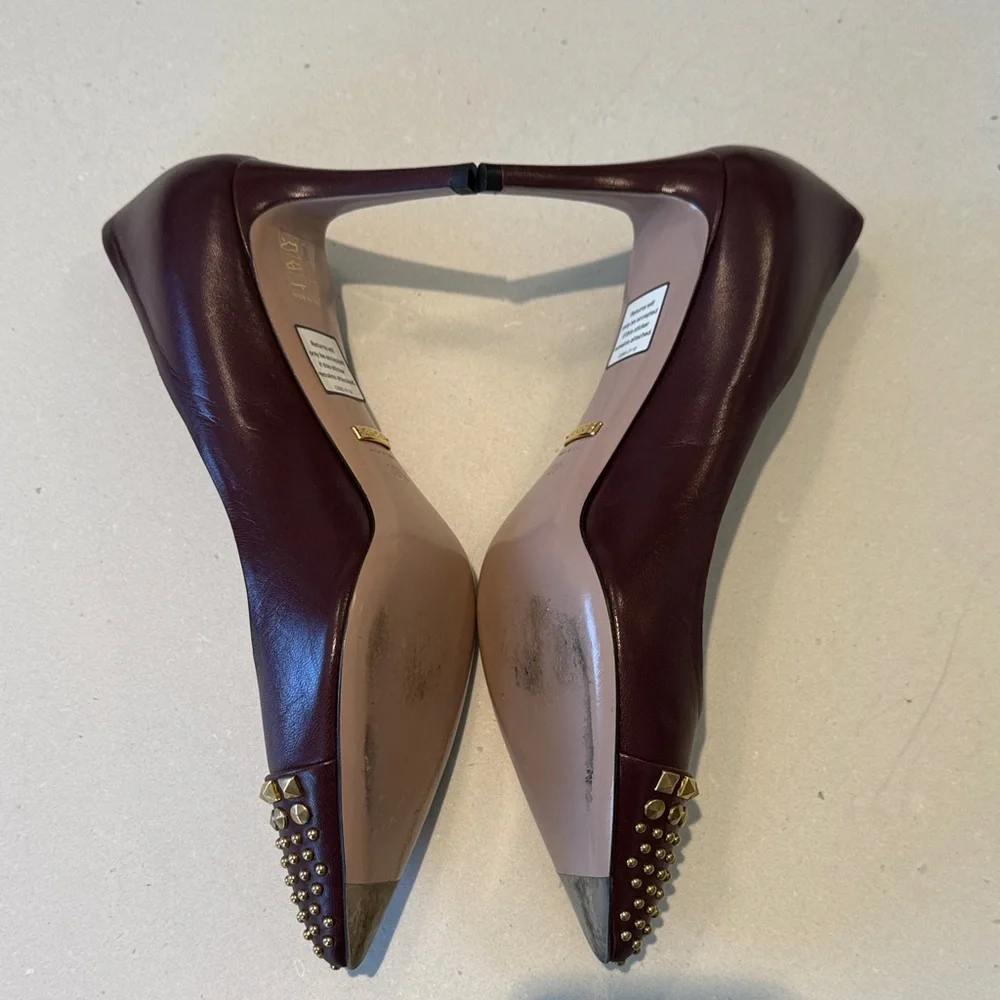 Gucci Dark Red Studded Heels - Picture 4 of 12